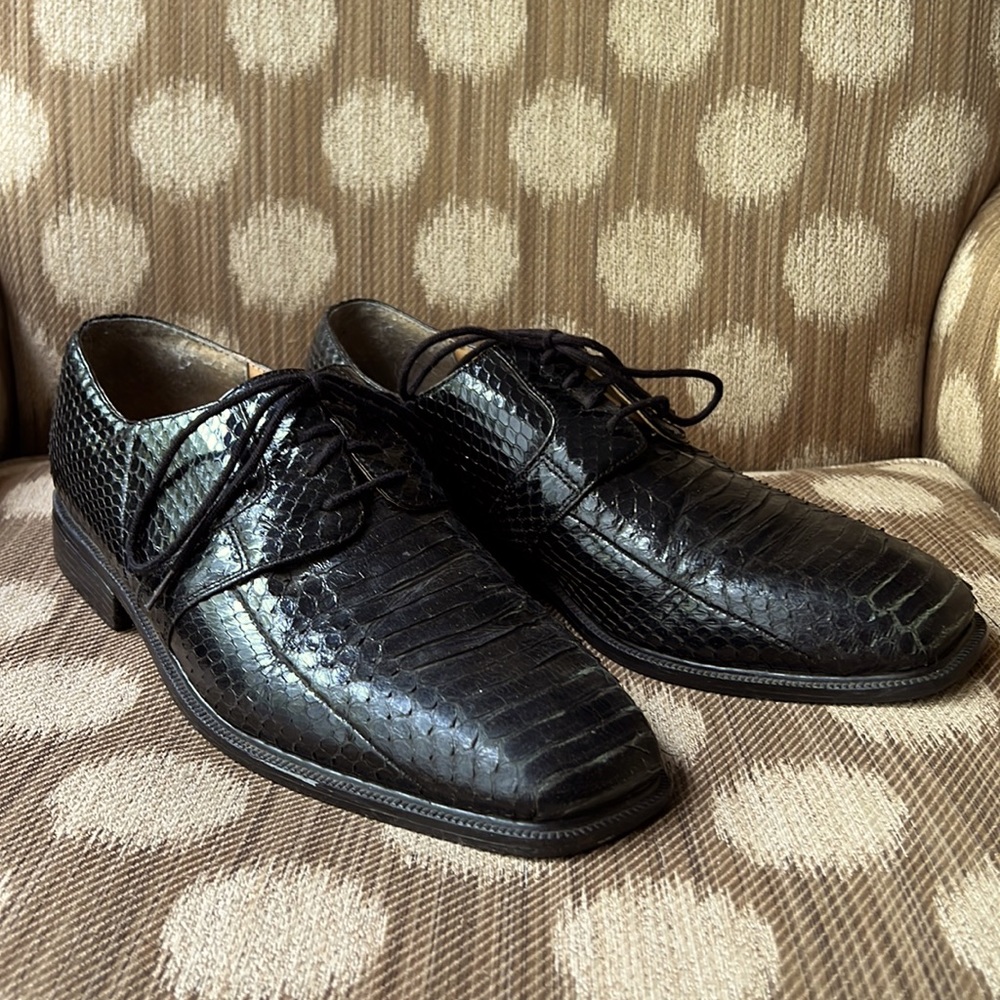 Vintage 9.5 mens genuine python lace up dress shoes
